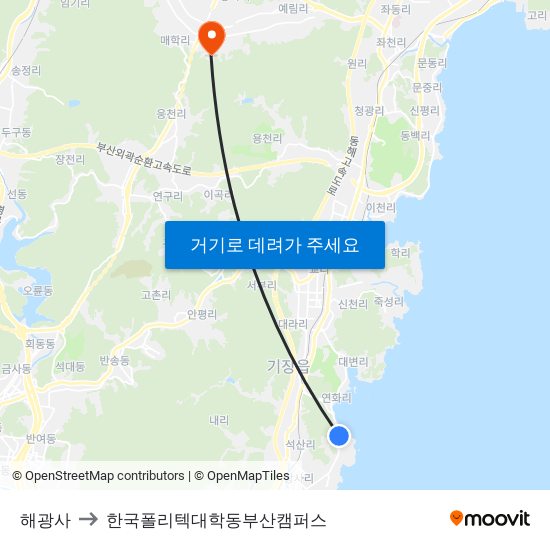 해광사 to 한국폴리텍대학동부산캠퍼스 map