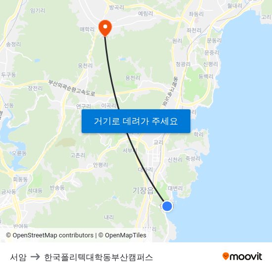 서암 to 한국폴리텍대학동부산캠퍼스 map