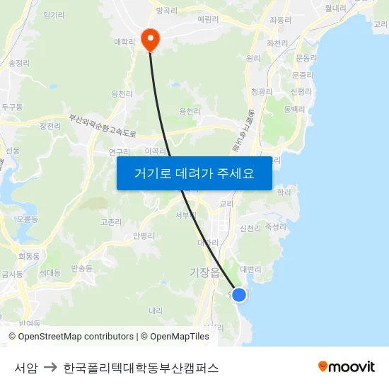서암 to 한국폴리텍대학동부산캠퍼스 map