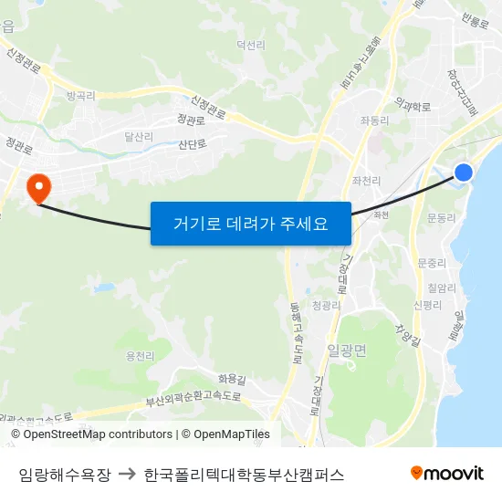 임랑해수욕장 to 한국폴리텍대학동부산캠퍼스 map