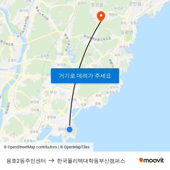 용호2동주민센터 to 한국폴리텍대학동부산캠퍼스 map