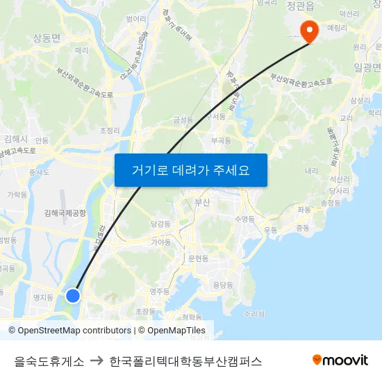 을숙도휴게소 to 한국폴리텍대학동부산캠퍼스 map