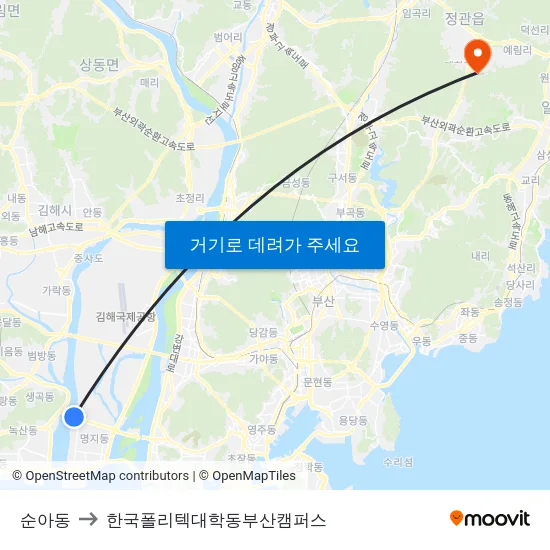순아동 to 한국폴리텍대학동부산캠퍼스 map