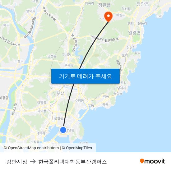 감만시장 to 한국폴리텍대학동부산캠퍼스 map