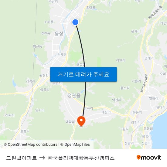 그린빌아파트 to 한국폴리텍대학동부산캠퍼스 map