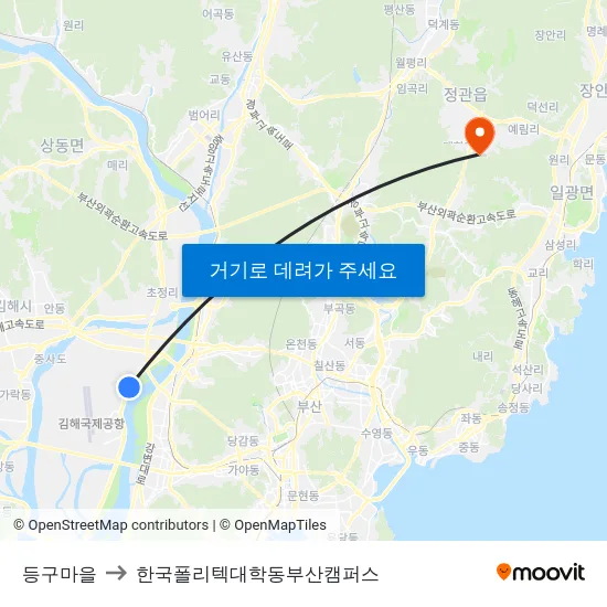 등구마을 to 한국폴리텍대학동부산캠퍼스 map