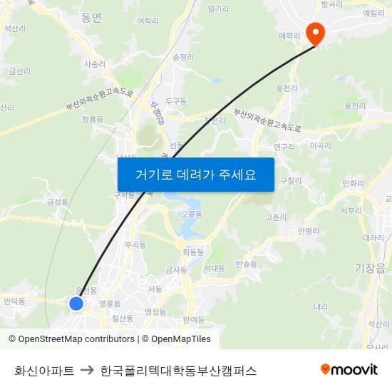 화신아파트 to 한국폴리텍대학동부산캠퍼스 map