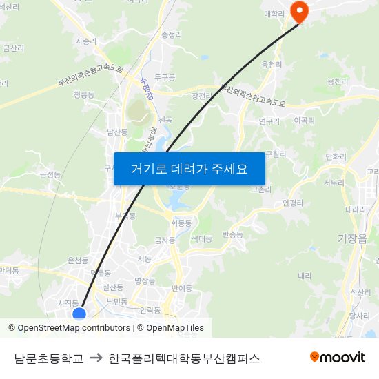 남문초등학교 to 한국폴리텍대학동부산캠퍼스 map
