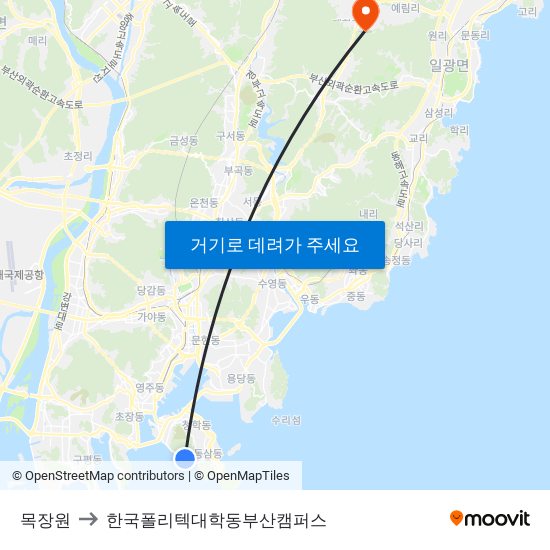 목장원 to 한국폴리텍대학동부산캠퍼스 map