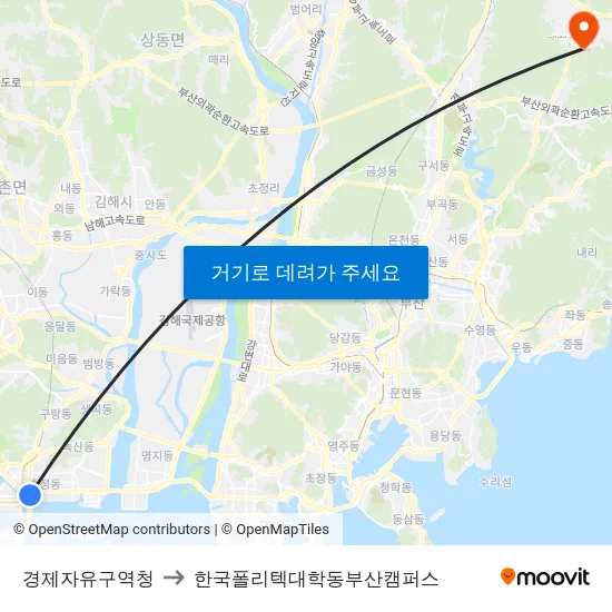 경제자유구역청 to 한국폴리텍대학동부산캠퍼스 map