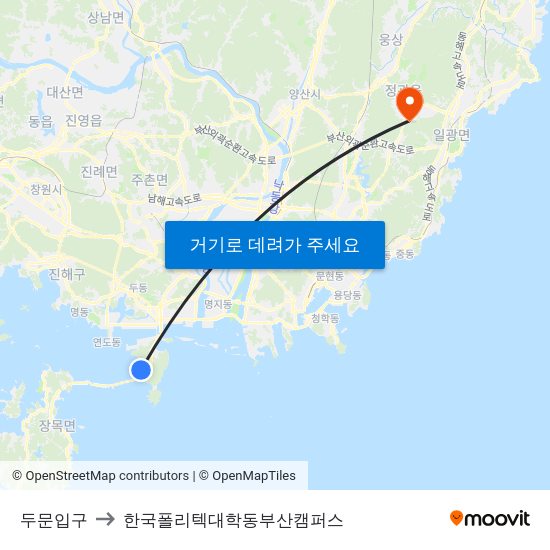 두문입구 to 한국폴리텍대학동부산캠퍼스 map