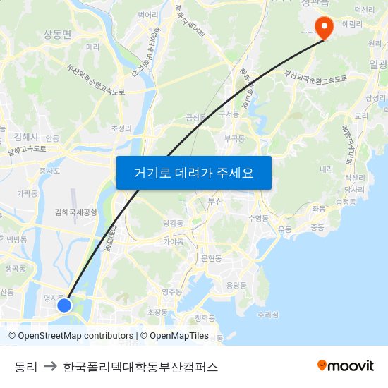 동리 to 한국폴리텍대학동부산캠퍼스 map