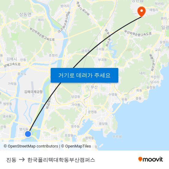 진동 to 한국폴리텍대학동부산캠퍼스 map