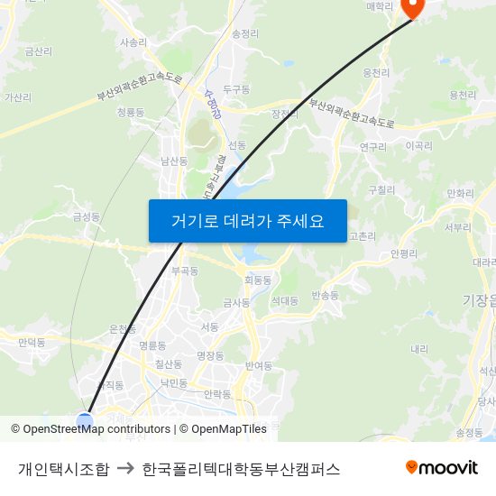개인택시조합 to 한국폴리텍대학동부산캠퍼스 map