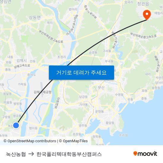 녹산농협 to 한국폴리텍대학동부산캠퍼스 map