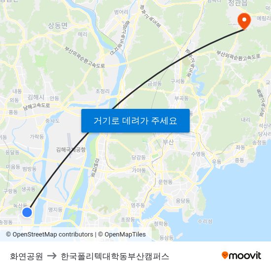화연공원 to 한국폴리텍대학동부산캠퍼스 map