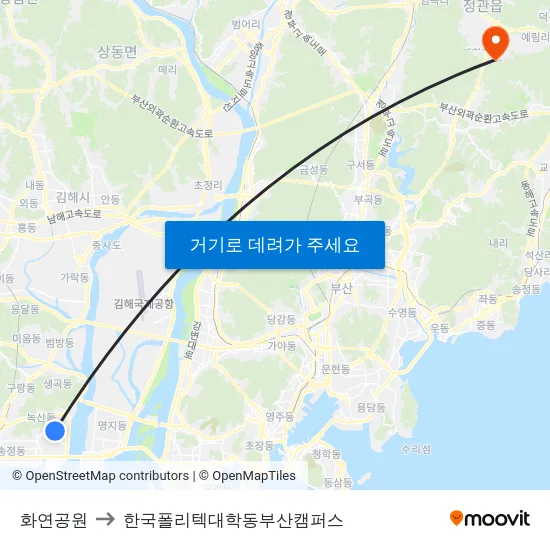 화연공원 to 한국폴리텍대학동부산캠퍼스 map