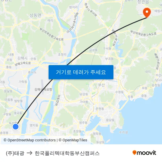 (주)태광 to 한국폴리텍대학동부산캠퍼스 map