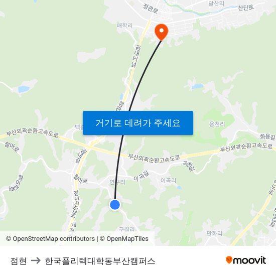 점현 to 한국폴리텍대학동부산캠퍼스 map