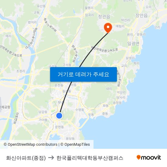 화신아파트(종점) to 한국폴리텍대학동부산캠퍼스 map