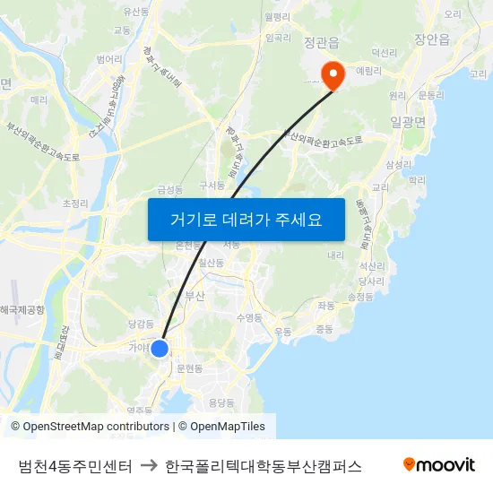 범천4동주민센터 to 한국폴리텍대학동부산캠퍼스 map