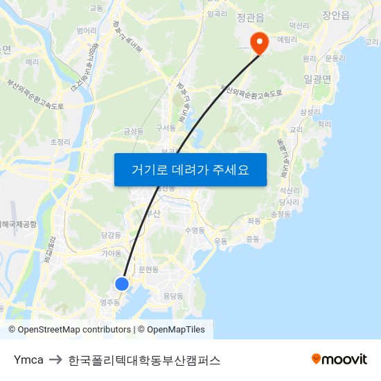 Ymca to 한국폴리텍대학동부산캠퍼스 map