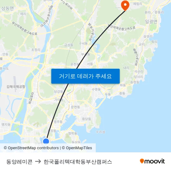 동양레미콘 to 한국폴리텍대학동부산캠퍼스 map