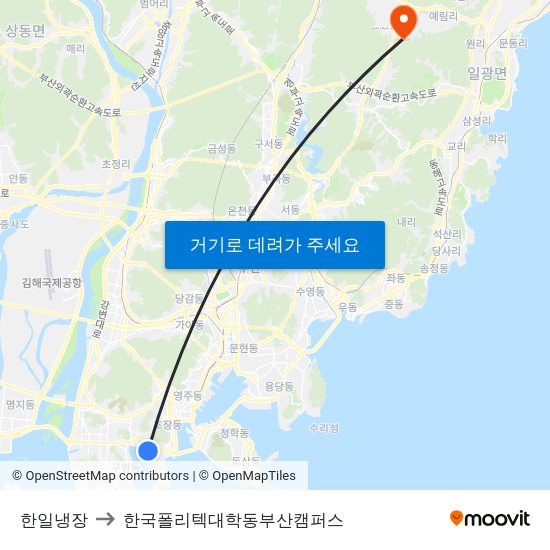 한일냉장 to 한국폴리텍대학동부산캠퍼스 map
