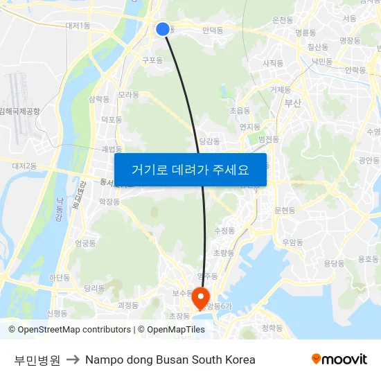 부민병원 to Nampo dong Busan South Korea map