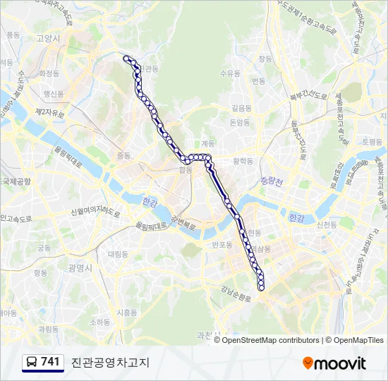 741 버스 노선 지도