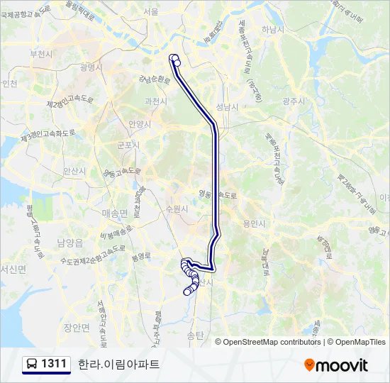 1311 버스 노선 지도