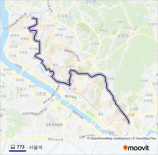773 버스 노선 지도