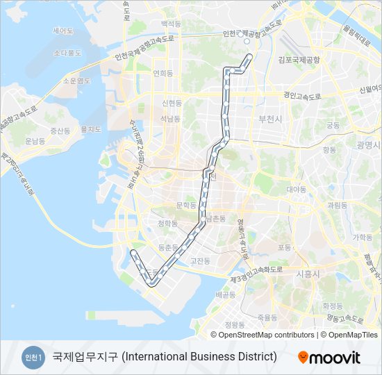 인천 1호선 지하철 노선 지도