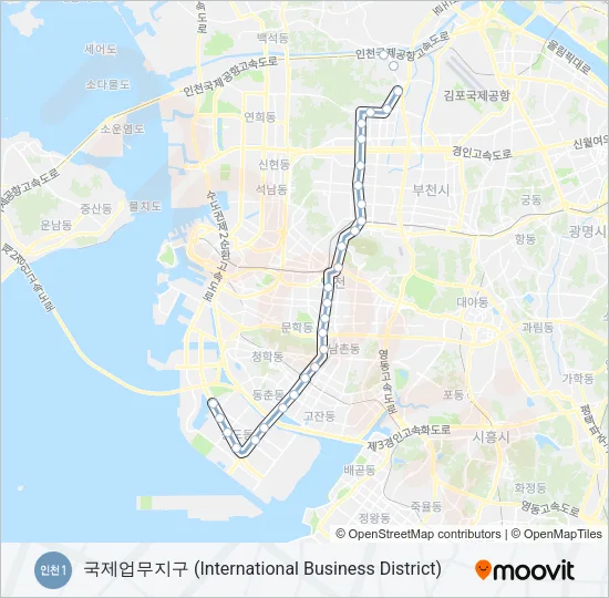 인천 1호선 지하철 노선 지도