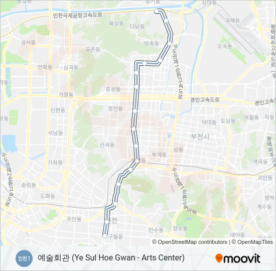 인천 1호선 Subway Line Map