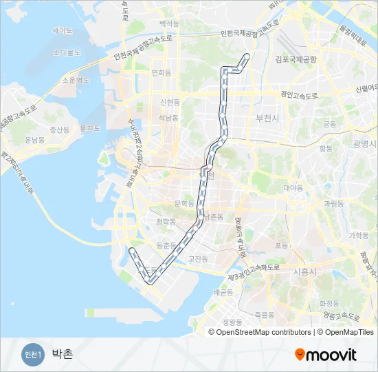 인천 1호선 Subway Line Map