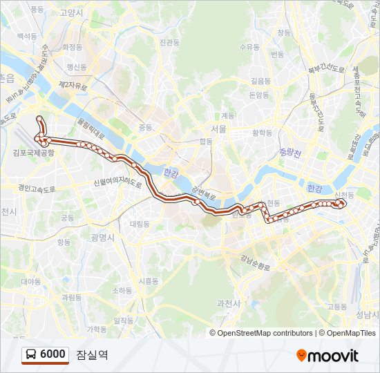 6000 버스 노선 지도