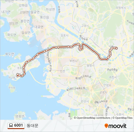 6001 Bus Line Map