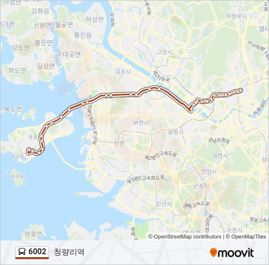 6002 버스 노선 지도