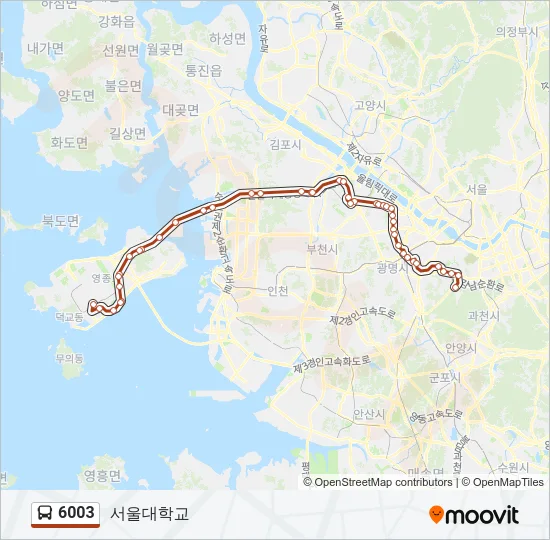 6003 버스 노선 지도