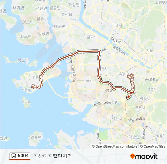 6004 버스 노선 지도