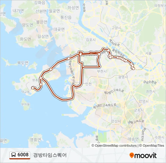 6008 버스 노선 지도