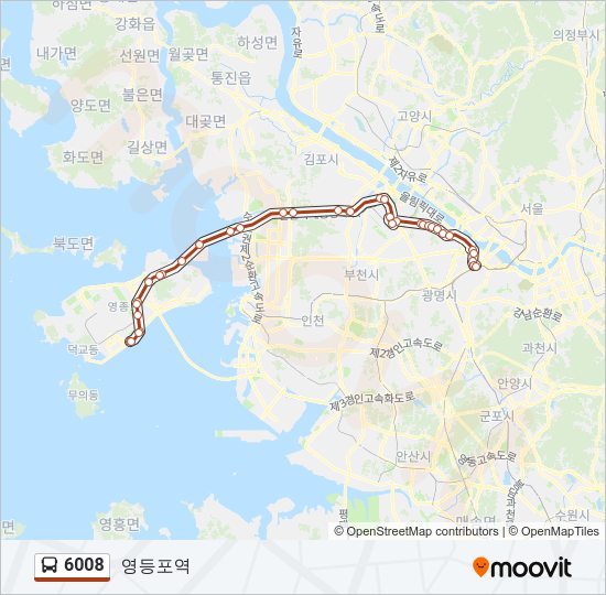 6008 버스 노선 지도