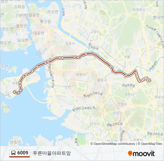 6009 버스 노선 지도