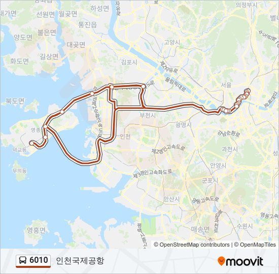 6010 버스 노선 지도