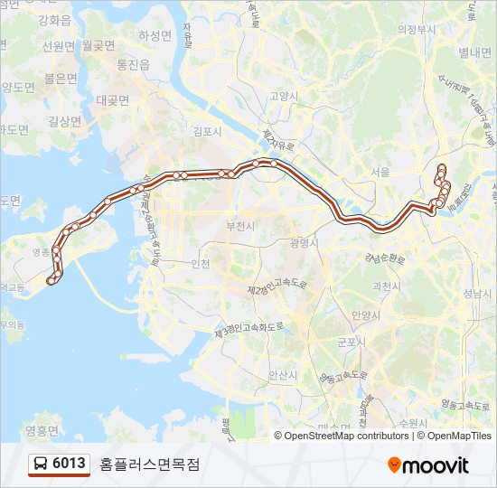 6013 버스 노선 지도