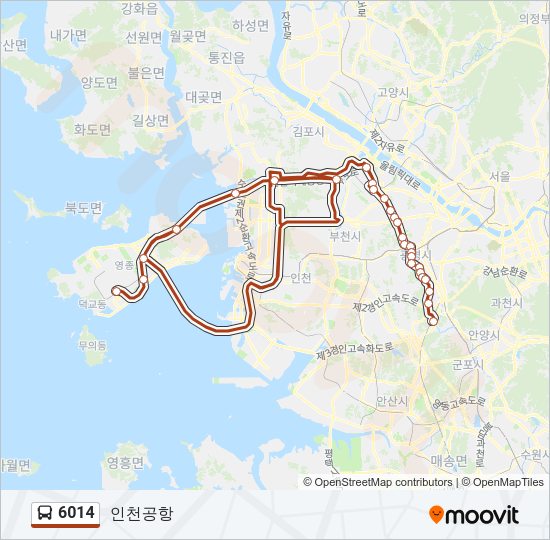 6014 버스 노선 지도