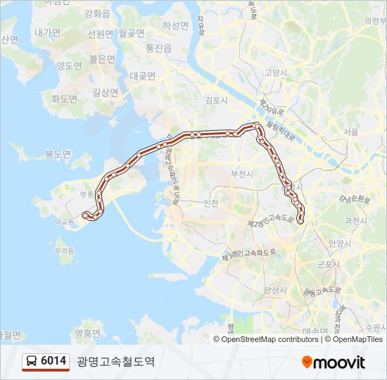 6014 버스 노선 지도