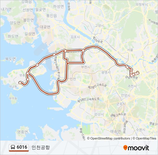 6016 버스 노선 지도