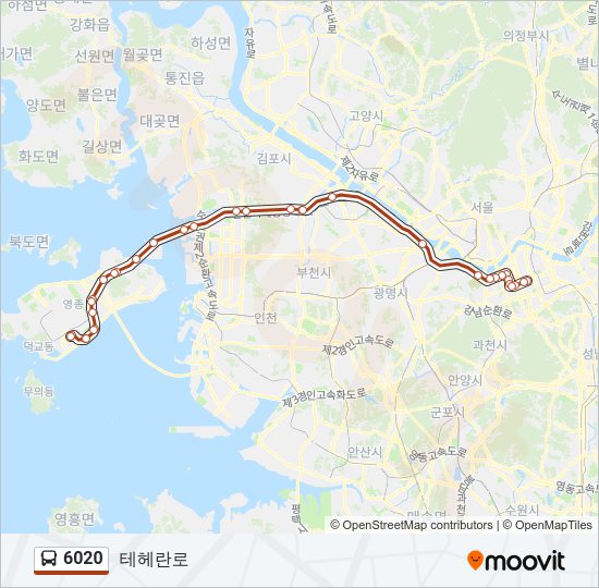 6020 버스 노선 지도
